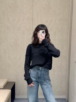 Black Textured Crewneck Sweater view 6