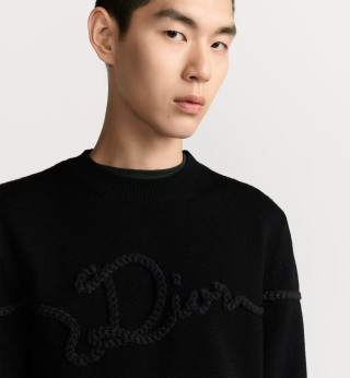 Black Textured Crewneck Sweater view 7
