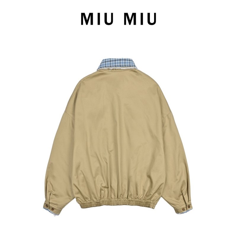 Khaki Harrington Jacket with Checked Collar view