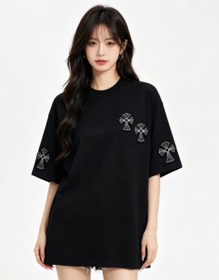 Chrome Hearts Black Cross Embroidered Short Sleeve T-Shirt view 2