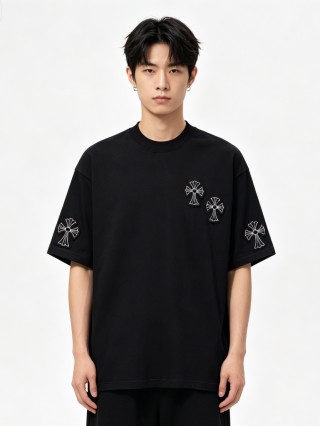 Chrome Hearts Black Cross Embroidered Short Sleeve T-Shirt view 3