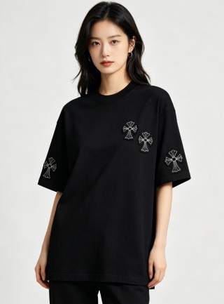 Chrome Hearts Black Cross Embroidered Short Sleeve T-Shirt view 4