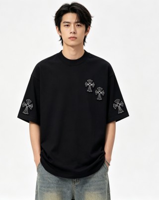 Chrome Hearts Black Cross Embroidered Short Sleeve T-Shirt view 5
