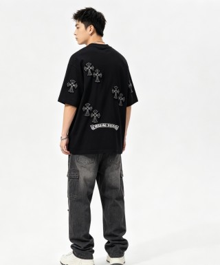 Chrome Hearts Black Cross Embroidered Short Sleeve T-Shirt view 6