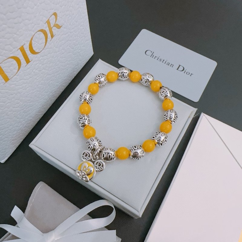 Dior Agate Bead Thai Silver Style Bracelet - Yellow view