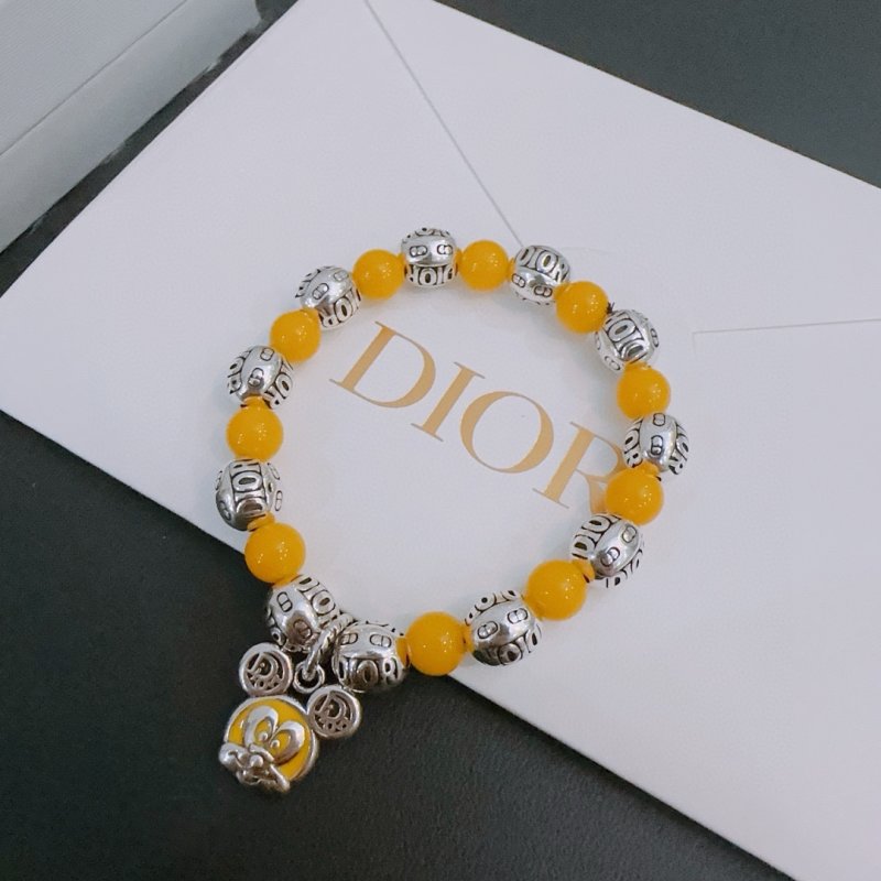 Dior Agate Bead Thai Silver Style Bracelet - Yellow view