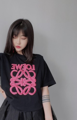 Loewe Neon Pink Anagram Logo Black T-Shirt view 8