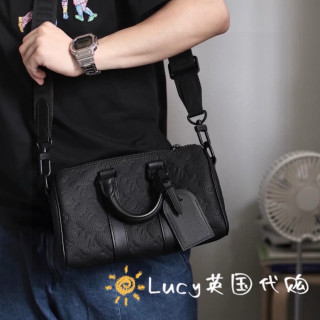 Louis Vuitton Keepall Bandouliere Black Leather Travel Bag view 6
