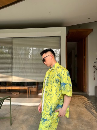 Louis Vuitton Monogram Print Yellow Short Sleeve Shirt view 2
