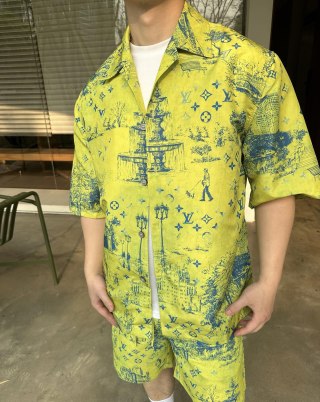 Louis Vuitton Monogram Print Yellow Short Sleeve Shirt view 5
