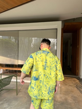 Louis Vuitton Monogram Print Yellow Short Sleeve Shirt view 6