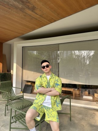 Louis Vuitton Monogram Print Yellow Short Sleeve Shirt view 8