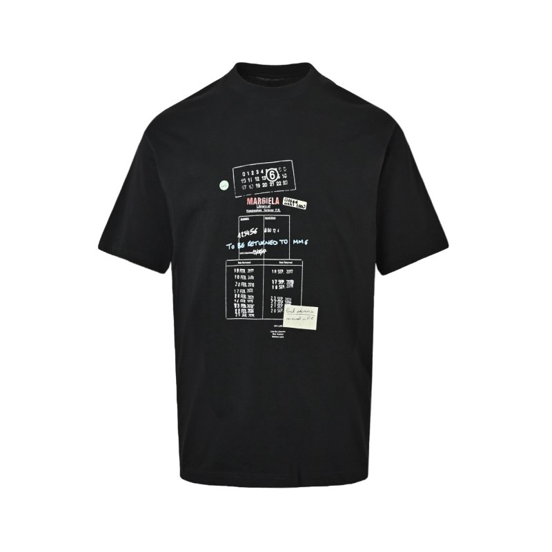 Black Graphic Print T-Shirt with Technical Design view