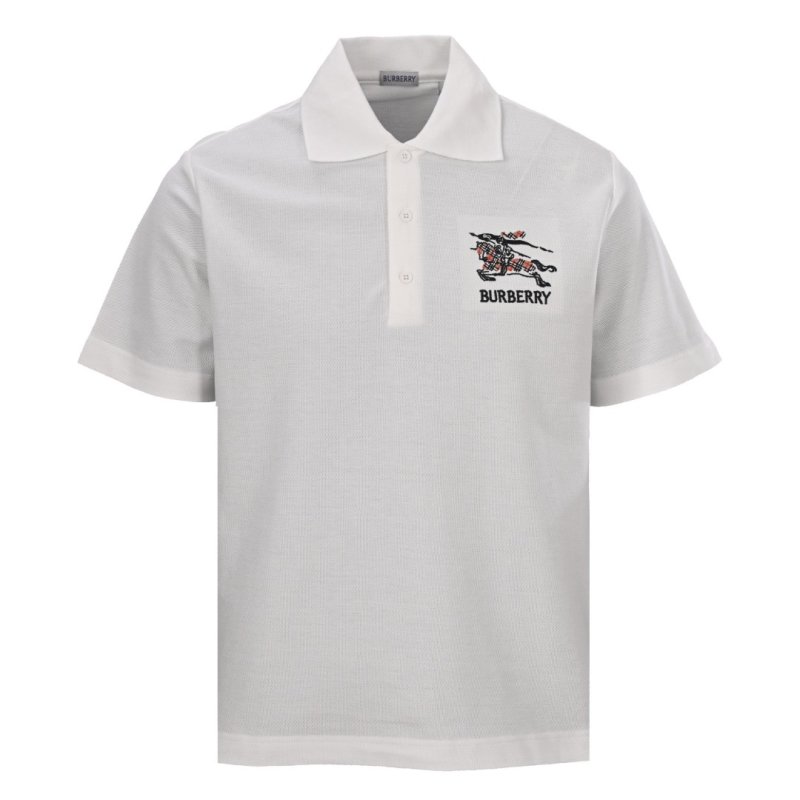 Burberry White Polo Shirt with Embroidered Logo view
