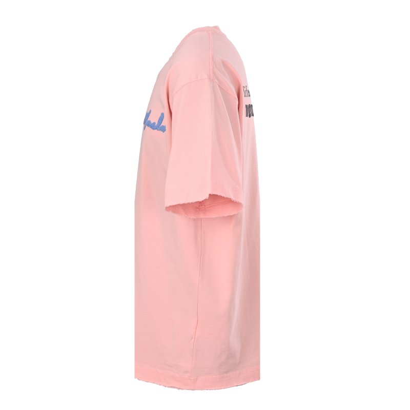 Pink Muscle T-Shirt with Blue Script Logo view
