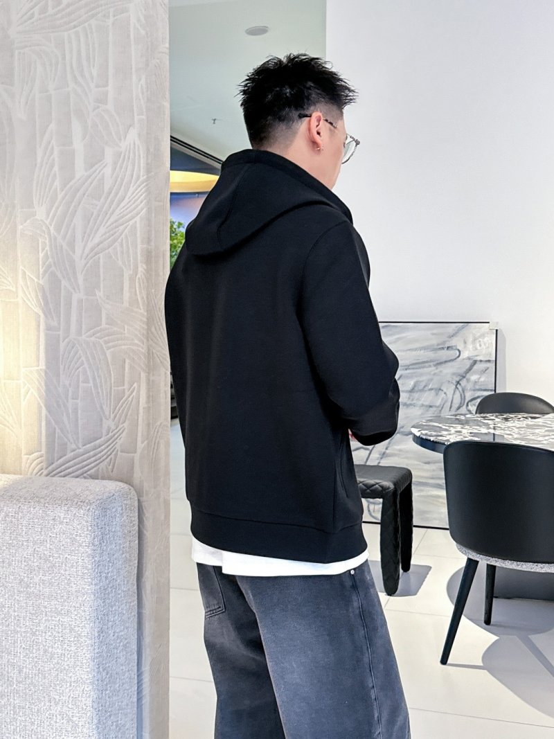 Black Zip Hoodie Jacket with Red Accent Stripe view