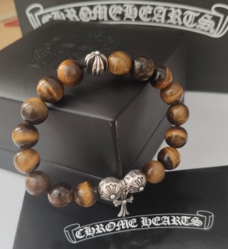 Chrome Hearts Tiger's Eye Cross Charm Beaded Bracelet view 5