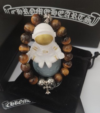 Chrome Hearts Tiger's Eye Cross Charm Beaded Bracelet view 6
