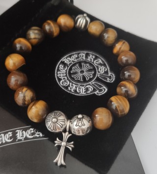 Chrome Hearts Tiger's Eye Cross Charm Beaded Bracelet view 7