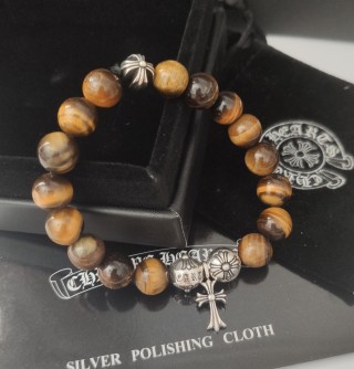 Chrome Hearts Tiger's Eye Cross Charm Beaded Bracelet view 8
