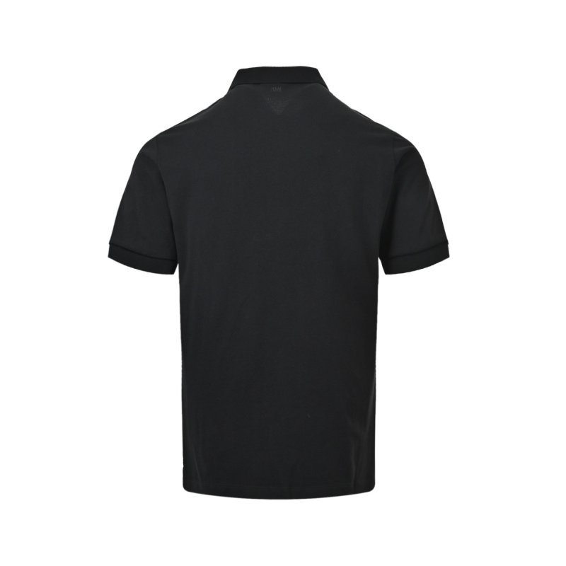 Ami Black Short Sleeve Polo T-Shirt with Red Heart Logo view