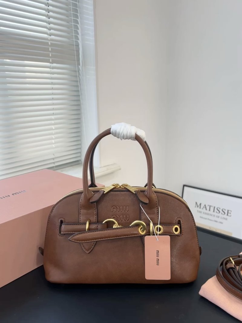 Miu Miu Brown Leather Top Handle Satchel Bag