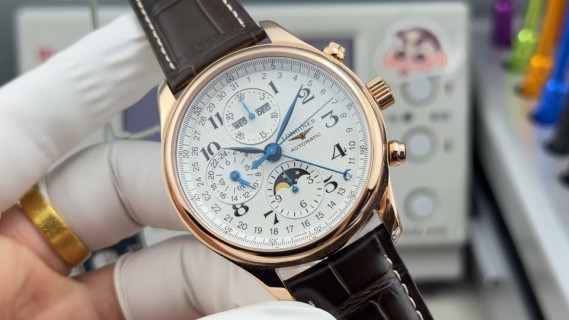 Longines Master Moonphase Rose Gold Chronograph Watch 42mm video