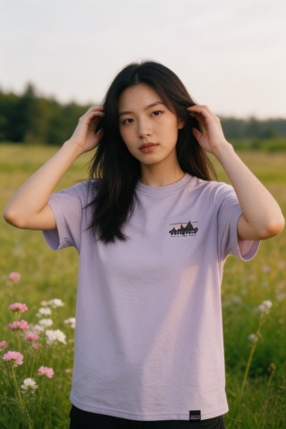 Lavender Embroidered Logo Short Sleeve T-Shirt view 2
