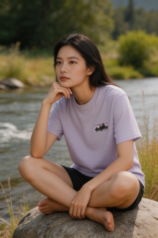 Lavender Embroidered Logo Short Sleeve T-Shirt view 4