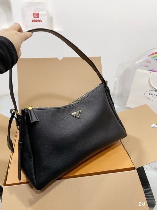 Prada Black Leather Shoulder Bag view 1