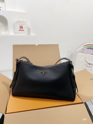 Prada Black Leather Shoulder Bag view 3