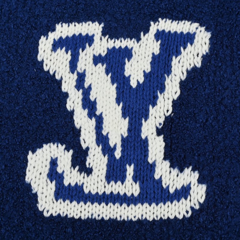 Louis Vuitton Blue Wool Knit Sweater with Logo Embroidery view