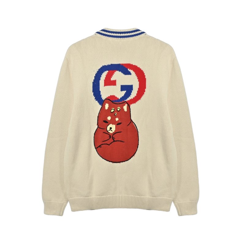 Cream & Royal Blue Stripe Cardigan with Embroidered Logo view