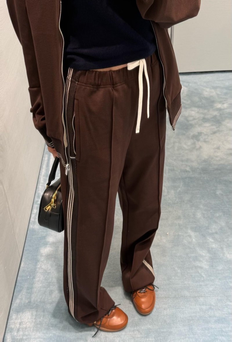 Essentials Brown Track Pants with Cream Drawstring