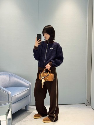 Essentials Brown Track Pants with Cream Drawstring view 4
