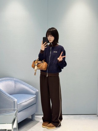 Essentials Brown Track Pants with Cream Drawstring view 8