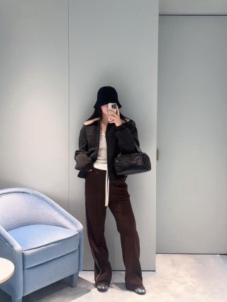 Essentials Brown Track Pants with Cream Drawstring view 9