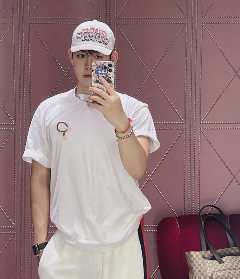 White Short Sleeve T-Shirt with Embroidered Logo