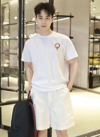 White Short Sleeve T-Shirt with Embroidered Logo view 3