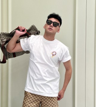 White Short Sleeve T-Shirt with Embroidered Logo view 4