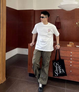 White Short Sleeve T-Shirt with Embroidered Logo view 5
