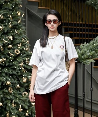 White Short Sleeve T-Shirt with Embroidered Logo view 9