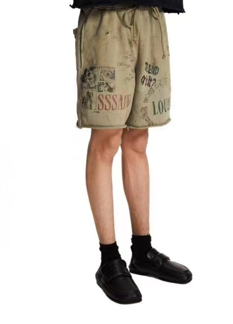 Essentials Vintage Graphic Beige Shorts