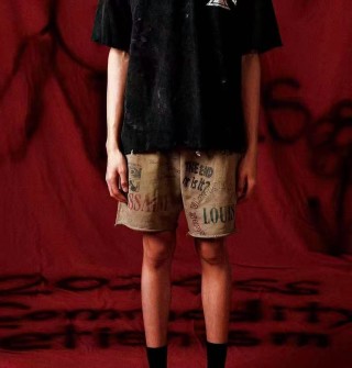 Essentials Vintage Graphic Beige Shorts view 5