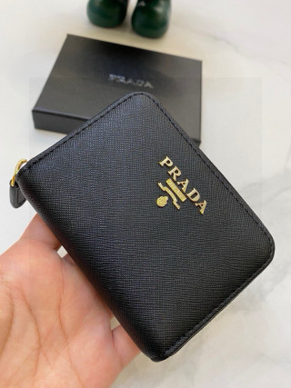 Prada Black Saffiano Card Holder Wallet view 3