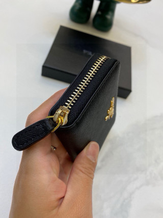 Prada Black Saffiano Card Holder Wallet view 4