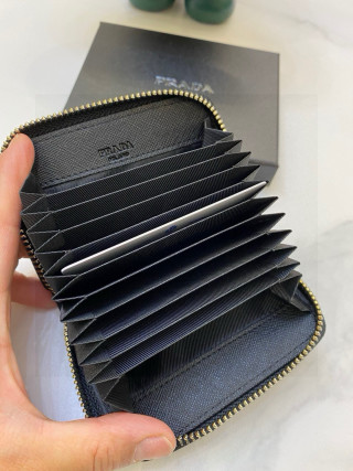 Prada Black Saffiano Card Holder Wallet view 5