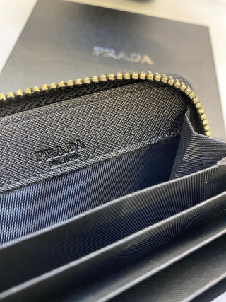 Prada Black Saffiano Card Holder Wallet view 6