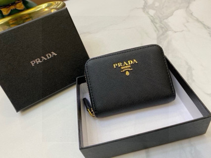 Prada Black Saffiano Card Holder Wallet view 8