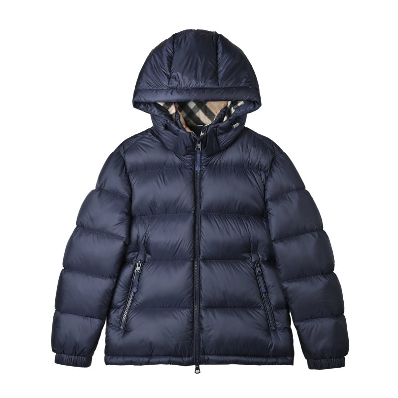 Purple & Black Colorblock Puffer Down Jacket view